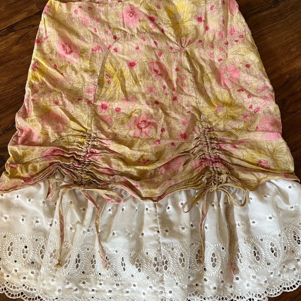 Yellow and Gold Bubble Skirt with Ruffles and Ruched Design for Cocktail